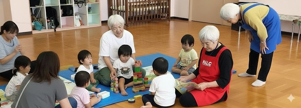 子育て支援をするナルク会員の皆さん 　